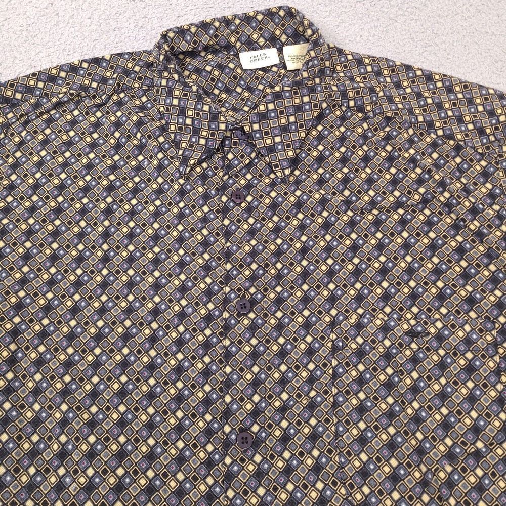 Falls Creek Shirt Mens LT Large Tall Geometric Rayon Button Down